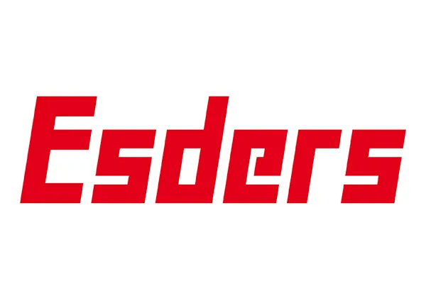 Esders_Homepage Der Schriftzug Esders in kräftigem Rot steht als prägnantes Firmenlogo im Partnerslider mit Top-Margin.