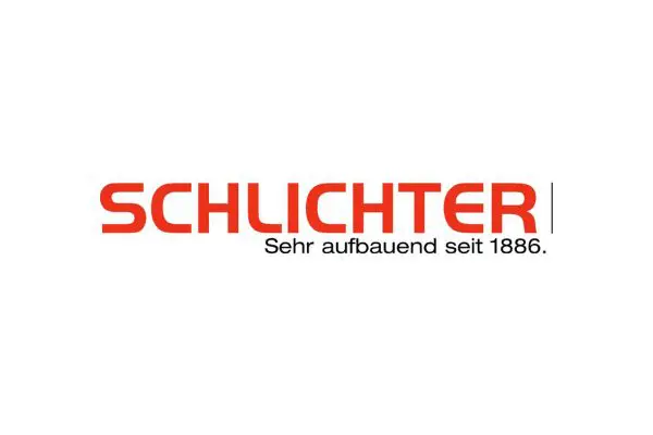 schlichter Das Projekt: Schlichter Logo, roter Schriftzug SCHLICHTER und Claim Sehr aufbauend seit 1886.