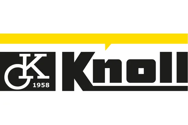 Knoll Knoll Logo: Schriftzug in Schwarz, gelber Balken. Startseite Knoll.jpg